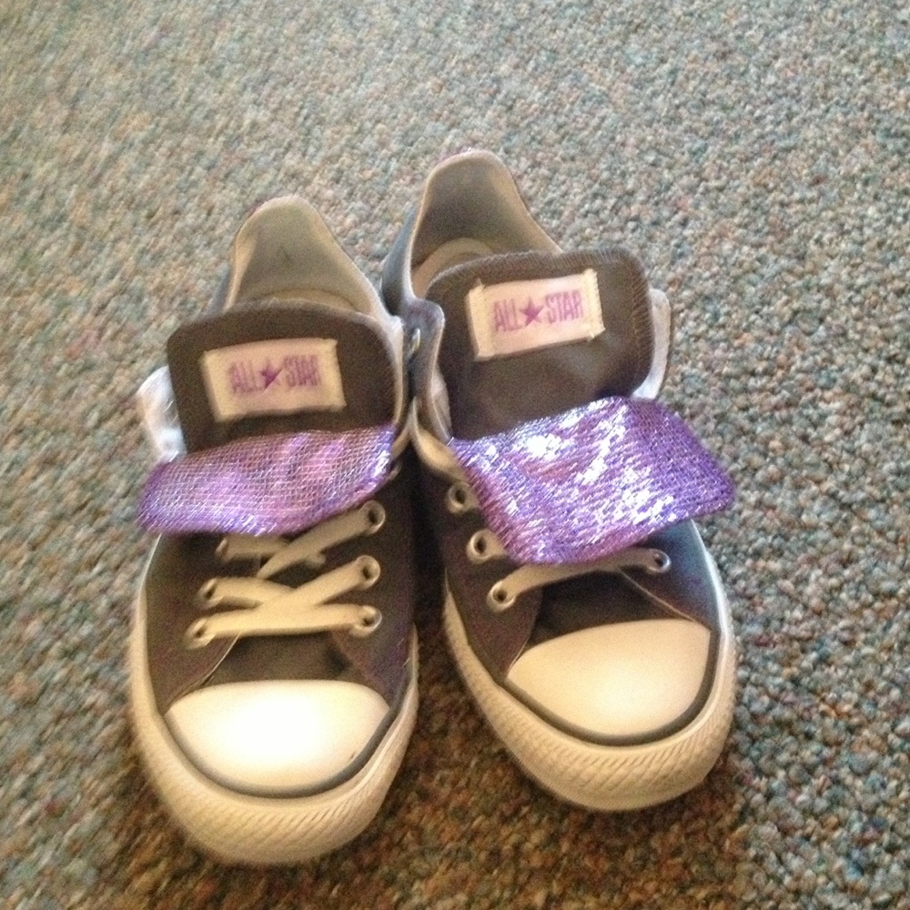 Converse Black and Purple Glitter Low-Top Sneakers